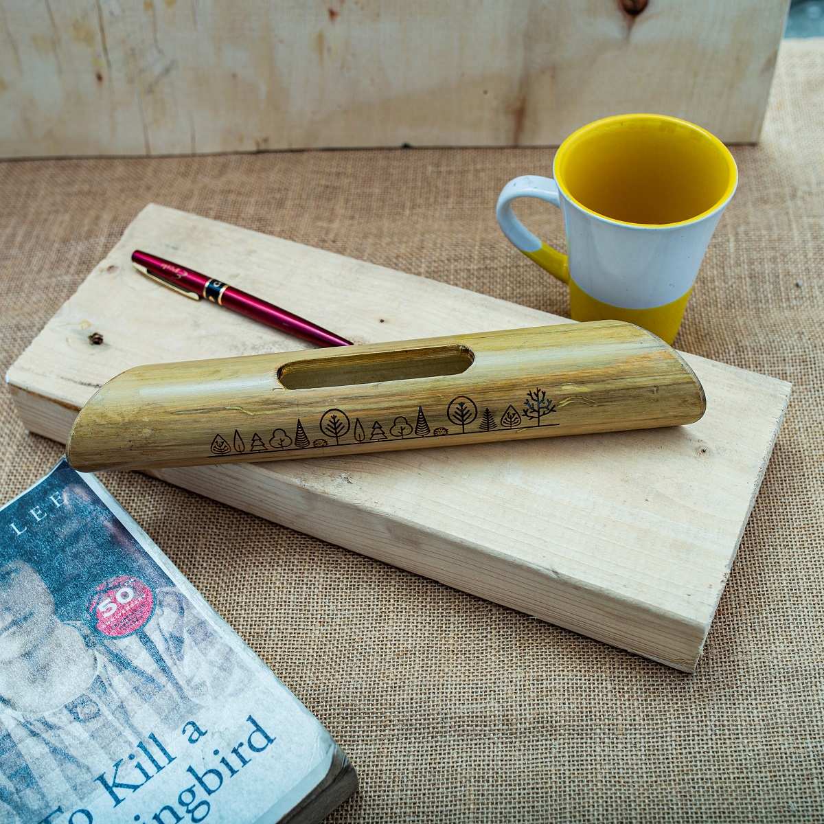 Bamboo Speaker / Phone Amplifier – Handmade Eco-Friendly Bamboo Sound Amplifier Stand for Smartphone, Compact Desk Audio Booster for Home/Office, Natural Finish Gift Item